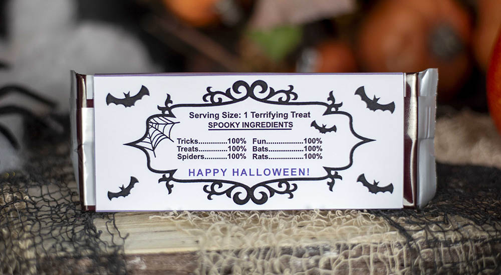 back of halloween printable chocolate bar wrapper